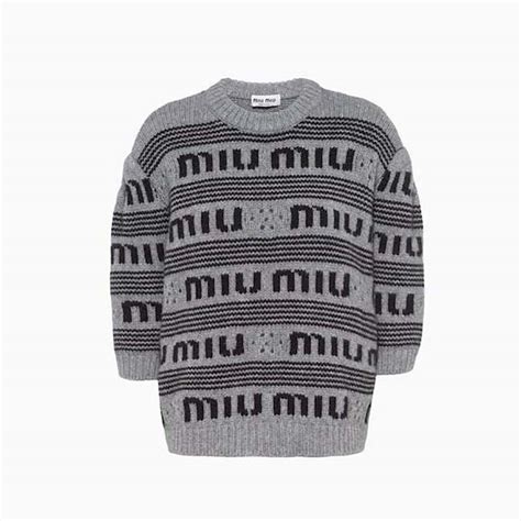 miu miu intarsia sweater|Steel Gray Cashmere Intarsia Sweater .